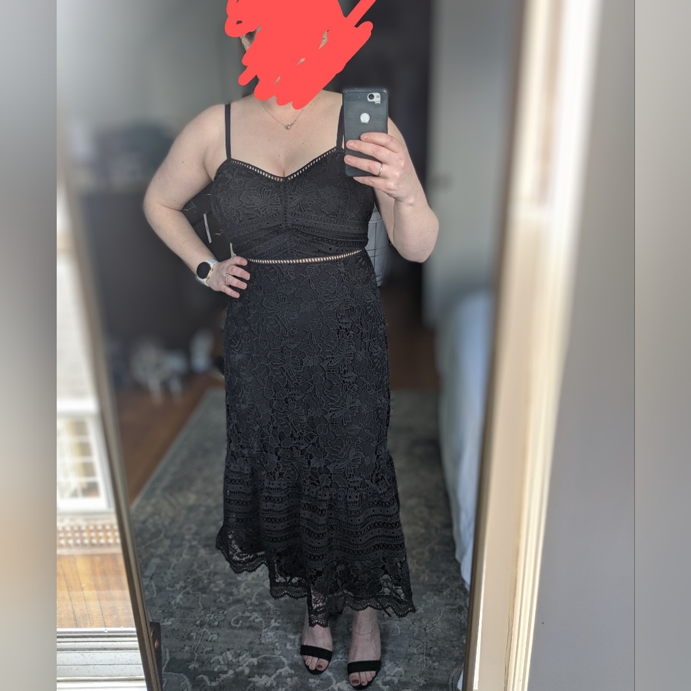 Anthropologie Black Lace Dress, Size 8